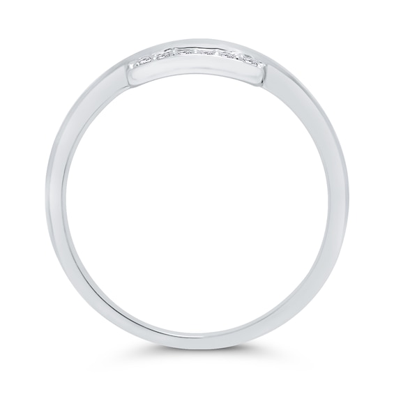 1/10 CT. T.w. Diamond Square Buckle Ring in 10K White Gold