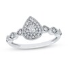 Thumbnail Image 1 of 1/5 CT. T.W. Pear Multi-Diamond Art Deco Vintage-Style Ring in 10K White Gold