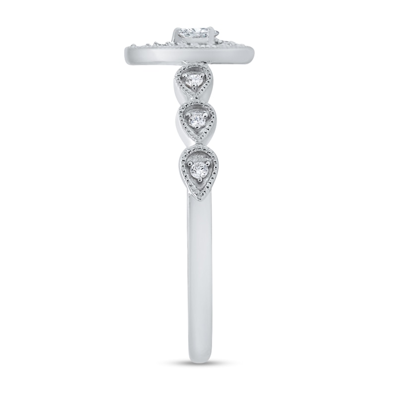 Main Image 2 of 1/5 CT. T.W. Pear Multi-Diamond Art Deco Vintage-Style Ring in 10K White Gold