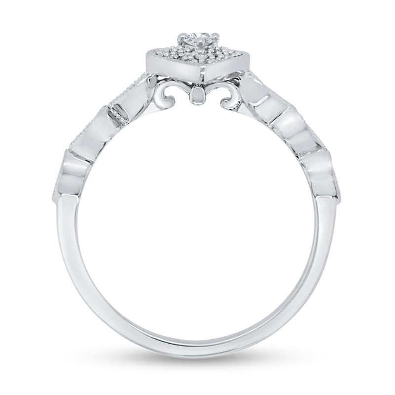 Main Image 3 of 1/5 CT. T.W. Pear Multi-Diamond Art Deco Vintage-Style Ring in 10K White Gold