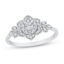 1/4 CT. T.W. Diamond Lotus Flower Ring in 10K White Gold