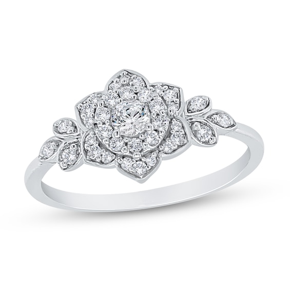 1/4 CT. T.w. Diamond Lotus Flower Ring in 10K White Gold