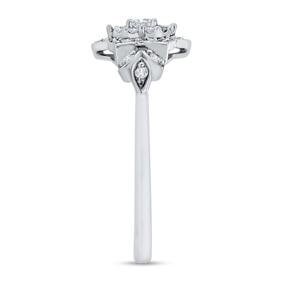 1/4 CT. T.w. Diamond Lotus Flower Ring in 10K White Gold