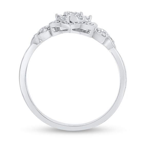 1/4 CT. T.w. Diamond Lotus Flower Ring in 10K White Gold
