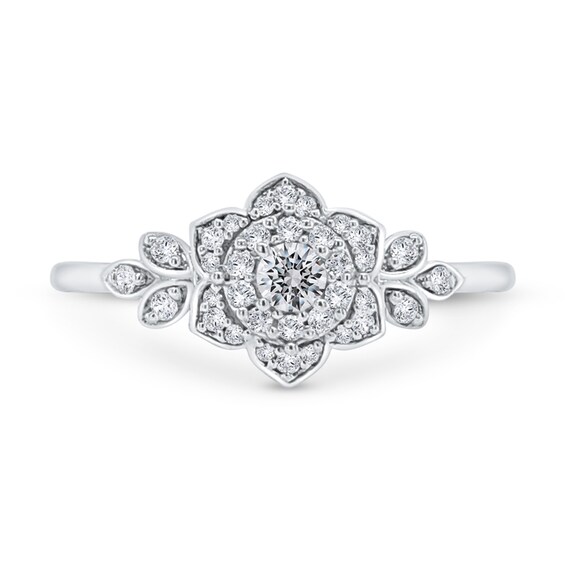 1/4 CT. T.w. Diamond Lotus Flower Ring in 10K White Gold