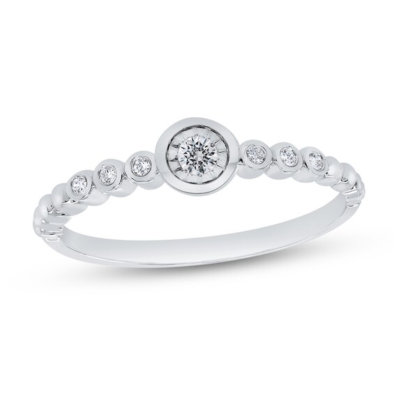 1/10 CT. T.w. Diamond Bezel Seven-Stone Promise Ring in 10K White Gold