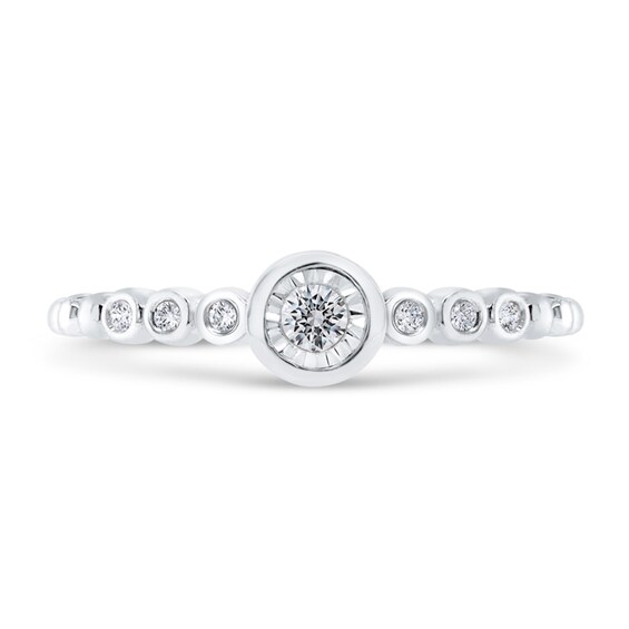 1/10 CT. T.w. Diamond Bezel Seven-Stone Promise Ring in 10K White Gold