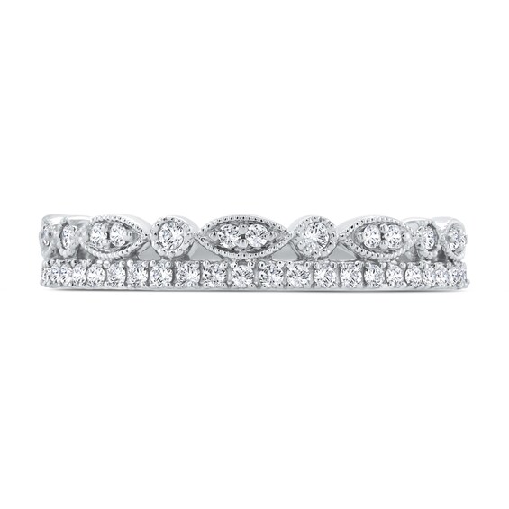 1/4 CT. T.w. Marquise Multi-Diamond Alternating Vintage-Style Ring in 10K White Gold