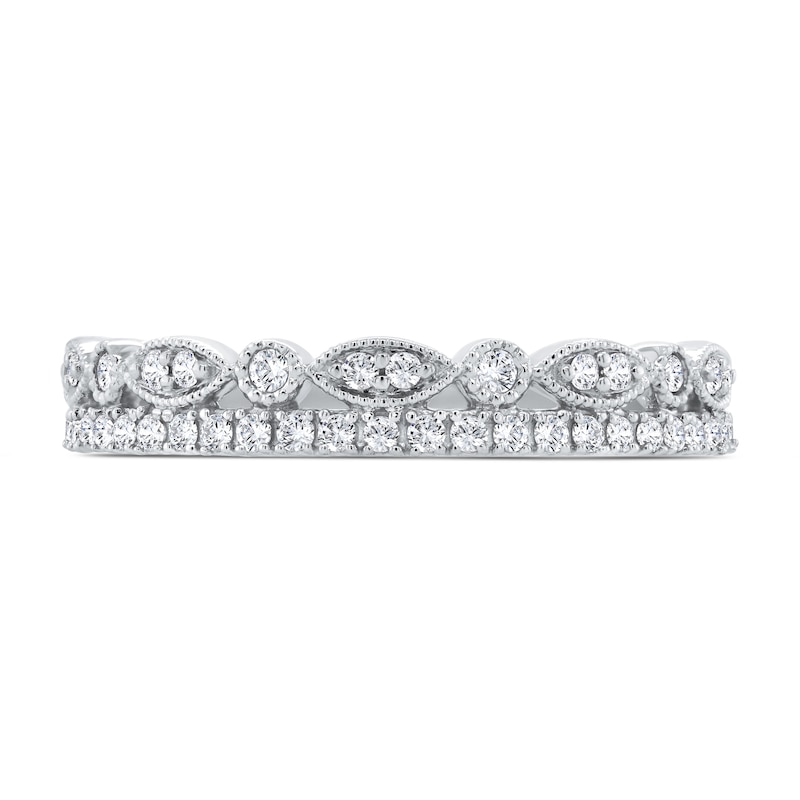 Main Image 1 of 1/4 CT. T.W. Marquise Multi-Diamond Alternating Vintage-Style Ring in 10K White Gold