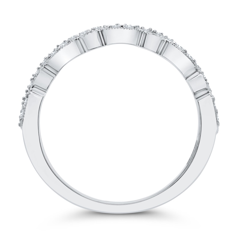 Main Image 3 of 1/4 CT. T.W. Marquise Multi-Diamond Alternating Vintage-Style Ring in 10K White Gold