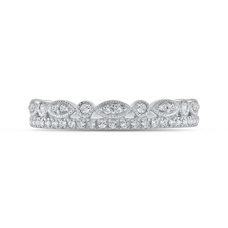 Main Image 4 of 1/4 CT. T.W. Marquise Multi-Diamond Alternating Vintage-Style Ring in 10K White Gold