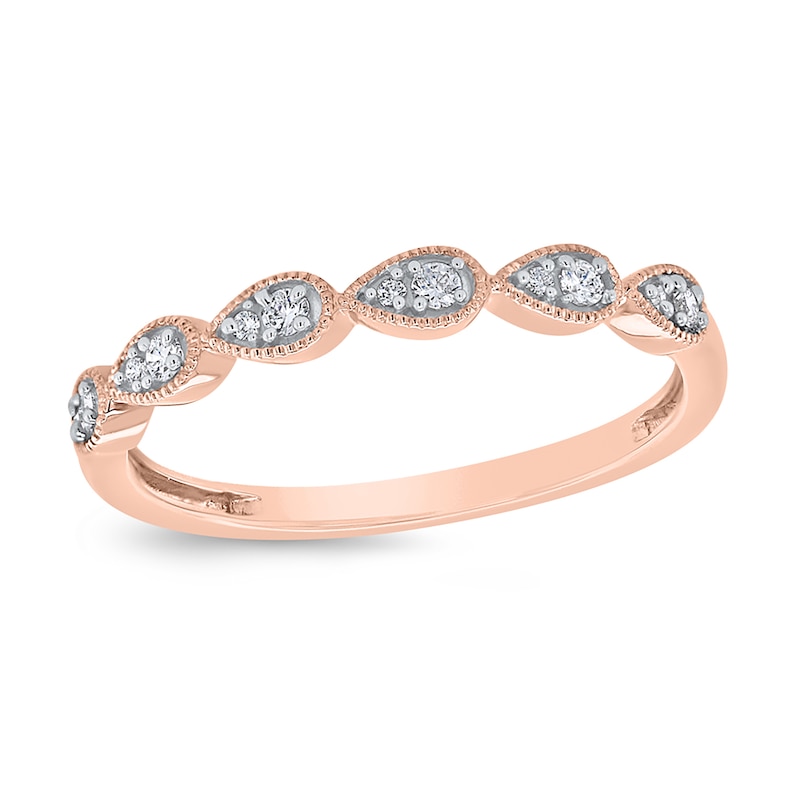 Main Image 1 of 1/10 CT. T.W. Pear Multi-Diamond Vintage-Style Ring in 10K Rose Gold