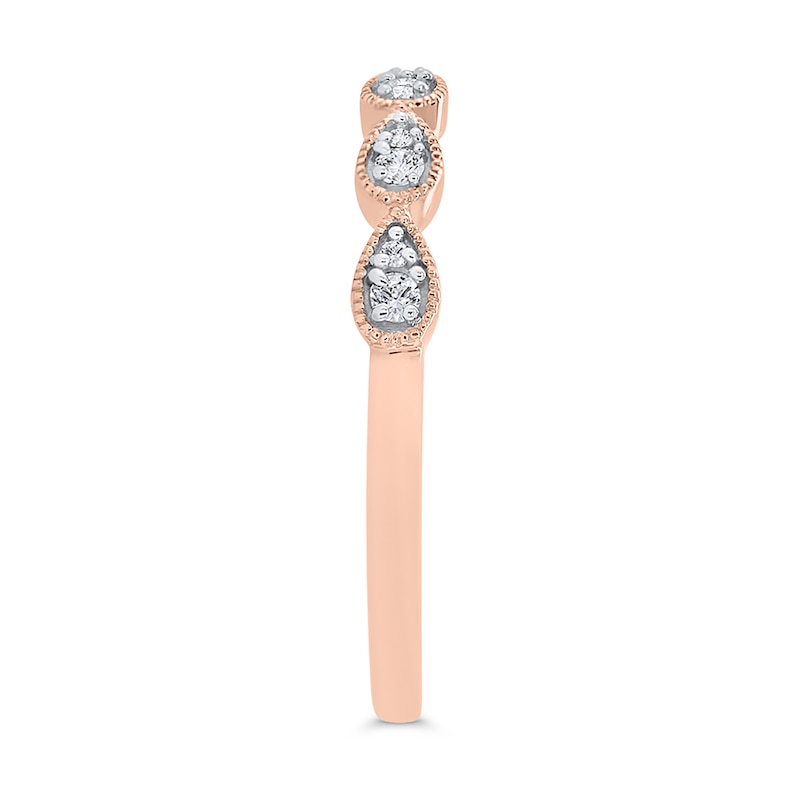 Main Image 2 of 1/10 CT. T.W. Pear Multi-Diamond Vintage-Style Ring in 10K Rose Gold