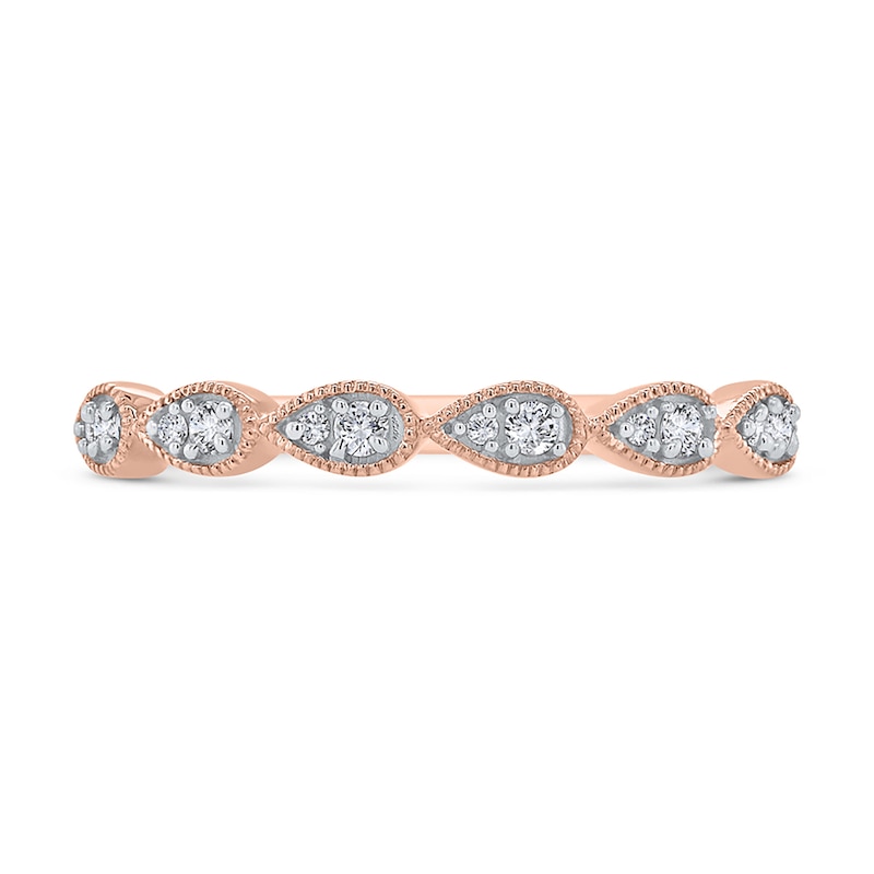 Main Image 4 of 1/10 CT. T.W. Pear Multi-Diamond Vintage-Style Ring in 10K Rose Gold