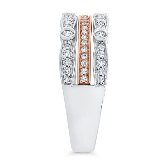 3/8 CT. T.w. Diamond Multi-Row Stacked Ring in 10K Two-Tone Gold