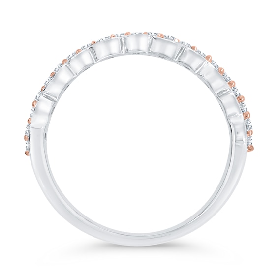 1/2 CT. T.w. Diamond Art Deco Multi-Row Stacked Ring in 10K Two-Tone Gold