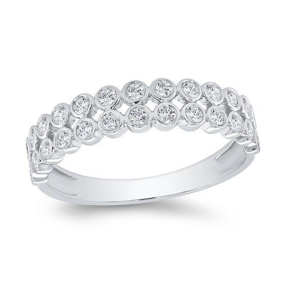 1/3 CT. T.w. Diamond Bezel Double Row Ring in 10K White Gold