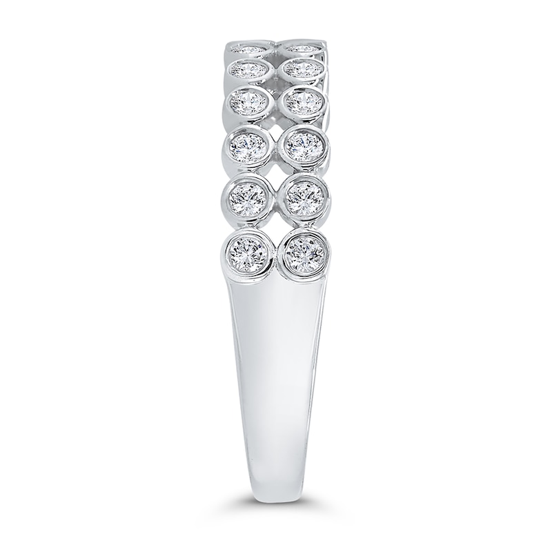 Main Image 2 of 1/3 CT. T.W. Diamond Bezel Double Row Ring in 10K White Gold