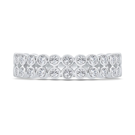 1/3 CT. T.w. Diamond Bezel Double Row Ring in 10K White Gold