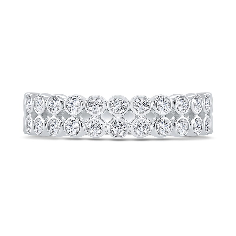 Main Image 4 of 1/3 CT. T.W. Diamond Bezel Double Row Ring in 10K White Gold