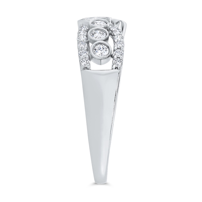 Main Image 2 of 1/2 CT. T.W. Diamond Bezel Crossover Ring in 10K White Gold