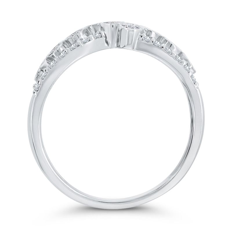 Main Image 3 of 1/2 CT. T.W. Diamond Bezel Crossover Ring in 10K White Gold