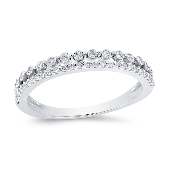 1/6 CT. T.w. Diamond Edge Split Double Row Ring in 10K White Gold