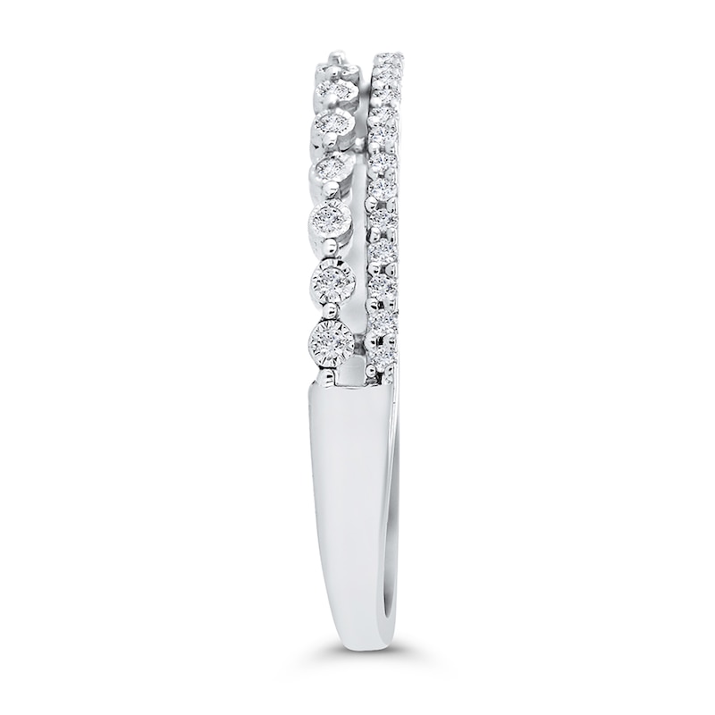 Main Image 2 of 1/6 CT. T.W. Diamond Edge Split Double Row Ring in 10K White Gold