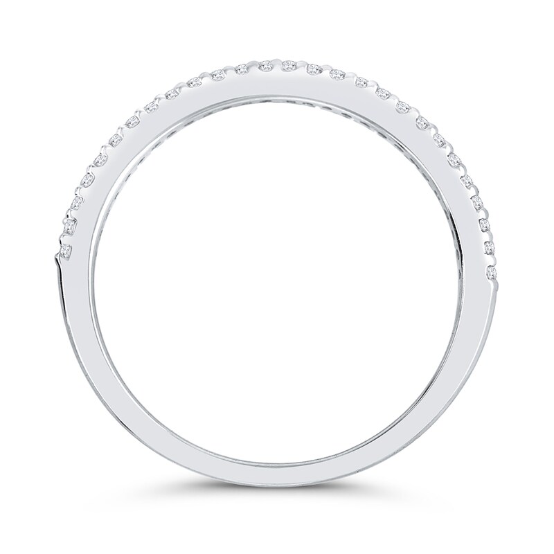 Main Image 3 of 1/6 CT. T.W. Diamond Edge Split Double Row Ring in 10K White Gold