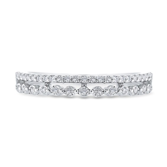 1/6 CT. T.w. Diamond Edge Split Double Row Ring in 10K White Gold