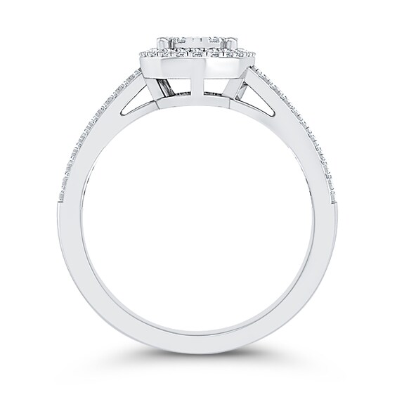 1/3 CT. T.w. Oval Multi-Diamond Frame Bypass Ring in 10K White Gold