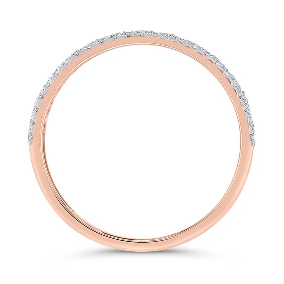 1/5 CT. T.w. Diamond Edge and Bezel Double Row Stackable Band in 10K Rose Gold