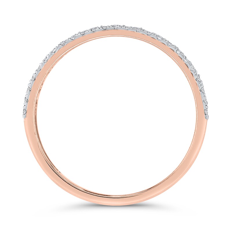 Main Image 3 of 1/5 CT. T.W. Diamond Edge and Bezel Double Row Stackable Band in 10K Rose Gold