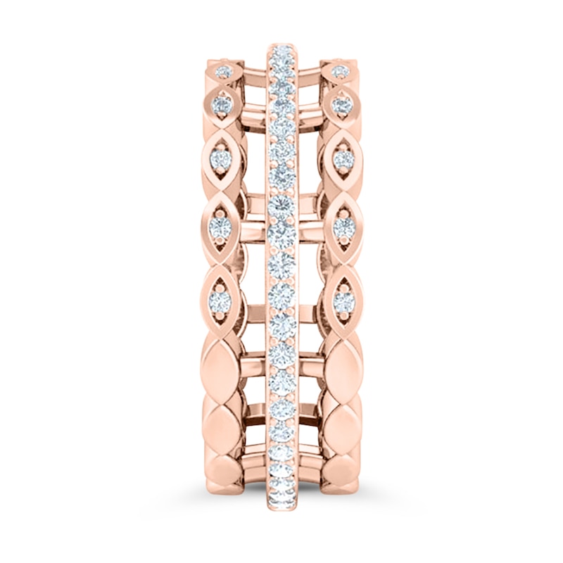 Main Image 2 of 3/8 CT. T.W. Diamond Marquise Triple Row Open Shank Band in 10K Rose Gold