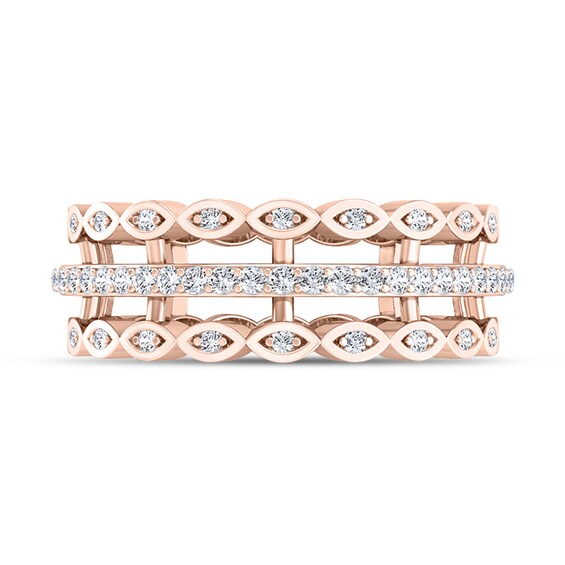 3/8 CT. T.w. Diamond Marquise Triple Row Open Shank Band in 10K Rose Gold