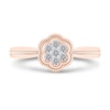 Thumbnail Image 1 of 1/10 CT. T.W. Multi-Diamond Floral Frame Vintage-Style Ring in 10K Rose Gold