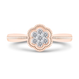 1/10 CT. T.W. Multi-Diamond Floral Frame Vintage-Style Ring in 10K Rose Gold