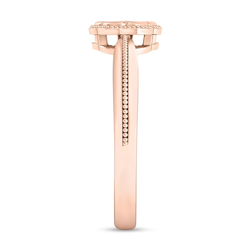 Main Image 2 of 1/10 CT. T.W. Multi-Diamond Floral Frame Vintage-Style Ring in 10K Rose Gold