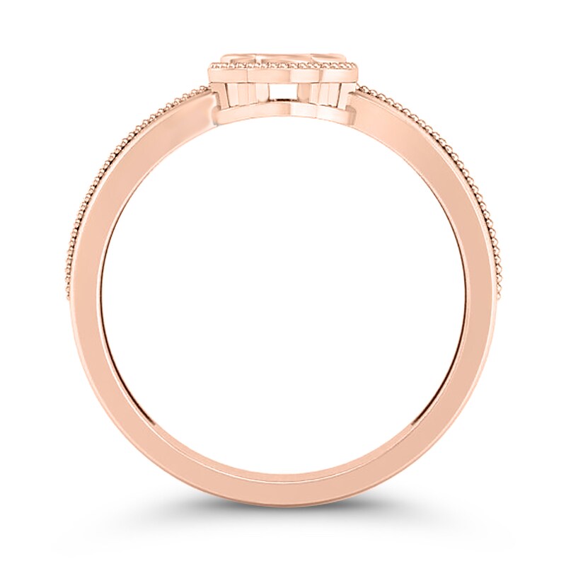 Main Image 3 of 1/10 CT. T.W. Multi-Diamond Floral Frame Vintage-Style Ring in 10K Rose Gold