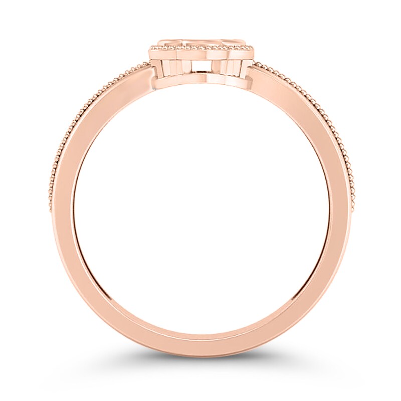 Main Image 4 of 1/10 CT. T.W. Multi-Diamond Floral Frame Vintage-Style Ring in 10K Rose Gold