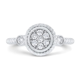 1/5 CT. T.W. Multi-Diamond Rope Frame Ring in 10K White Gold