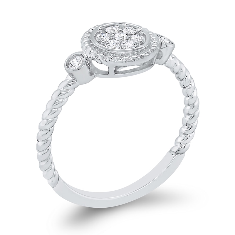 Main Image 2 of 1/5 CT. T.W. Multi-Diamond Rope Frame Ring in 10K White Gold