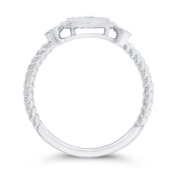 1/5 CT. T.w. Multi-Diamond Rope Frame Ring in 10K White Gold