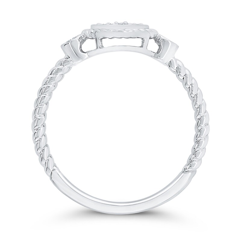 Main Image 3 of 1/5 CT. T.W. Multi-Diamond Rope Frame Ring in 10K White Gold