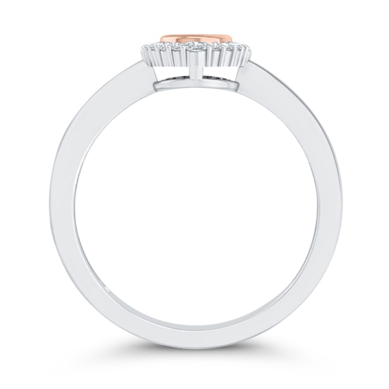 1/6 CT. T.w. Oval Multi-Diamond Ornate Frame Ring in 10K Two-Tone Gold