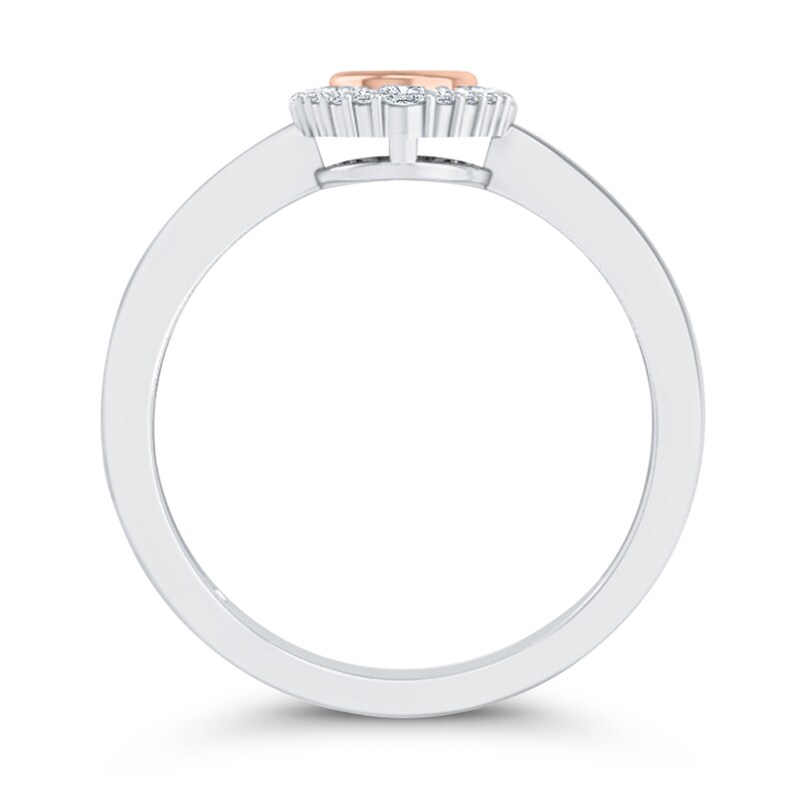 Main Image 3 of 1/6 CT. T.W. Oval Multi-Diamond Ornate Frame Ring in 10K Two-Tone Gold