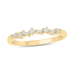 1/10 CT. T.W. Baguette and Round Diamond Stackable Band in 10K Gold
