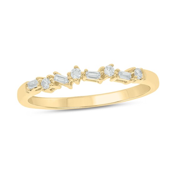 1/10 CT. T.w. Baguette and Round Diamond Stackable Band in 10K Gold