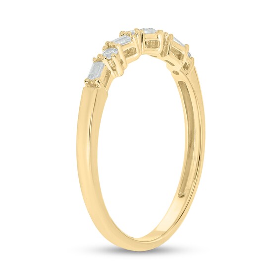 1/10 CT. T.w. Baguette and Round Diamond Stackable Band in 10K Gold