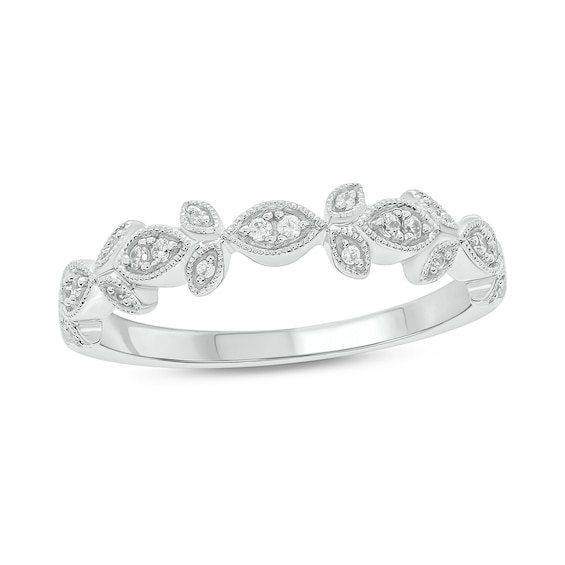 1/10 CT. T.w. Diamond Vintage-Style Floral Stackable Band in Sterling Silver